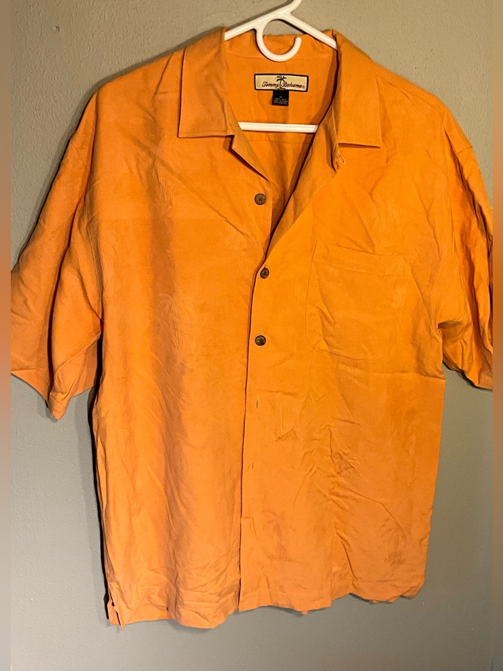 Tommy Bahama SILK Orange Short-Sleeve Camp Shirt M